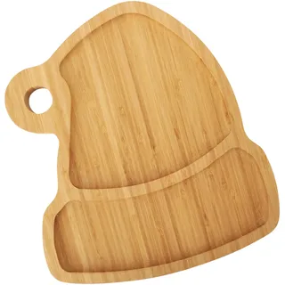 TJ POP Kleine Bambus Servierplatte Weihnachten 25x22x1.5cm–Tablett Weihnachten in Weihnachtsmützen-Form, Holz-Servierschale für Kekse, Süßigkeiten & Festliche Dekoration