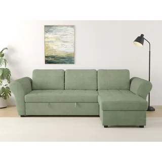 OTTO home Eckcouch Polyester mit Bettfunktion 3-Sitzer Grün