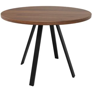 Urban Meuble Esstisch Runder 80 cm Walnuss & Schwarz – Kompakttisch mit Metallbeinen im Retro-Design , Sonoma Eiche , Holzwerkstoff , Rund,Rund , 80x75x80 cm , Esszimmer, Esstische