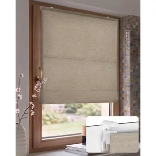 Victoria M. Raffrollo ohne Bohren Faltrollo Klemmhalter, 70 x 175cm Creme | Verdunkelung Fensterjalousien Klemmhalter, Raffgardine Aluminium-Schienen, Sichtschutz und Sonnenschutz für Fenster & Türen