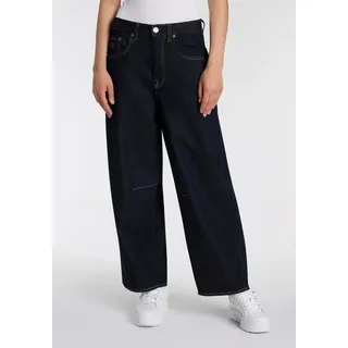 Loose-fit-Jeans HERRLICHER "Barrow Denim Comfort", Damen, Gr. 34, N-Gr, blau (raw), Denim/Jeans, Obermaterial: 98% Baumwolle, 2% Elasthan, weit knöchellang, Jeans Loose-fit-Jeans, im Barrel Look, cropped