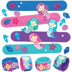 Baker Ross AT713 Meerjungfrauen-Slap-Armband-Set, Slap-Armbänder für Kinder-Partytüten oder Kinder-Taschengeld-Spielzeug, 4 Stück