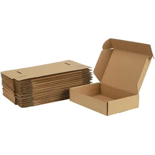 Giftgarden Versandkartons mit Deckel, 229x153x51 mm, Braun, 20 Stück | Kleine Faltkartons aus Wellpappe für Post-, Kurier- und Geschenkversand, Verpackungen, Mailings und Unternehmen