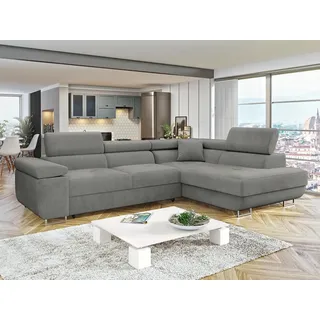 Mirjan24 Ecksofa Torezio mit Bettkasten 2-Sitzer Grau/Silber