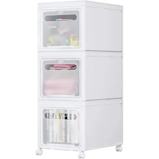 Mondeer Aufbewahrungsbox, Bürobox, Aufbewahrung, Möbel, Aufbewahrungsbox, Kunststoff, herausnehmbarer Ordner, platzsparend, für Wohnzimmer, Küche, Schlafzimmer, Weiß, 30 cm x 40 cm x 80 cm