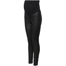 MAMALICIOUS Damen Vmmseven glatte belagte bukser Noos Pants, Black/Detail:coated, XL EU