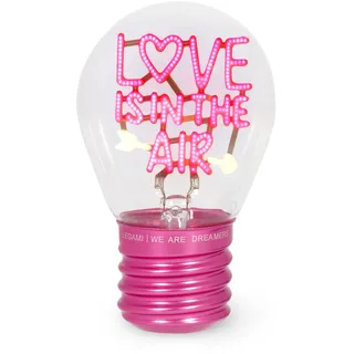 Legami - Glühbirnenförmige Tischlampe, wiederaufladbar mit USB Kabel, kabellos, Glühbirnen Fiktion, Love is in the Air Thema, 6,8 x 10,3 cm