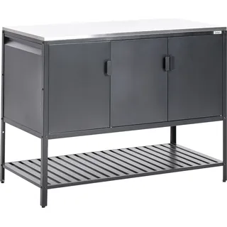 BELIANI Outdoor-Küchenschrank Schwarz Stahl 120 x 60 x 93 cm mit Edelstahlplatte Modern für Garten Draußen Außenbereich Outdoor-Küchenmöbel - Schwarz, Silber