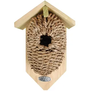 Dehner Natura Premium Wildvogel Nestbeutel Kadlin, Nistbeutel / Vogelhaus für Wildvögel, Einflugloch Ø 3.5 cm, 26 x 14 x 10 cm, Seegras / Holz, natur