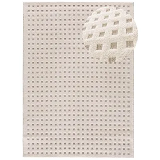 Atticgo Webteppich im skandinavischen Stil Weiß Diena 120/170 cm , Textil , Abstrakt , Rechteckig , 120x170 cm , Oeko-Tex® Standard 100 , antistatisch, für Fußbodenheizung geeignet, leicht zusammenrollbar , Teppiche und Böden, Teppiche