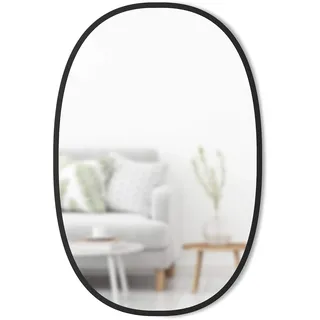 Umbra Hub 61 x 91 cm ovaler Wandspiegel mit Gummirahmen, Moderne Raumdekoration für Eingangsbereiche, Waschräume, Wohnzimmer und mehr, Schwarz