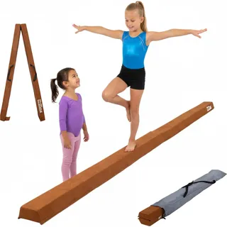 Schwebebalken 240 cm klappbar auf 120 cm Turnbalken inkl. Tragetasche Balancierbalken in Braun
