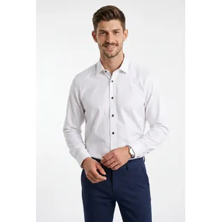 Trachtenhemd OLYMP, Herren, Gr. L, N-Gr, weiß, Web, Obermaterial: 100% Baumwolle, normal normal, Manschette, Hemden Trachtenhemd, reizeithemd, regular fit, Kentkragen