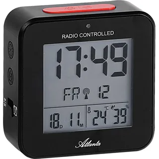 Atlanta 1880/7 Wecker Funk Funkwecker digital schwarz Licht Snooze Digitalwecker - Schwarz