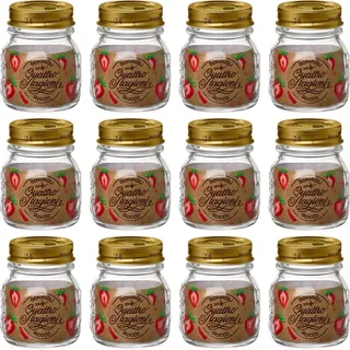 Bormioli Rocco Quattro Stagioni Marmeladen- / Einmachgläser 250 ml (mit Schraubdeckel ø 70 mm, Konfitürenglas, 12 Gläser) 58281
