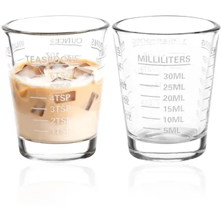XRVRILE Messbecher Klein 30ml, Shotgläser mit Skala für Cocktails, Tequila, Wodka, Kaffee, Milch, Weiß
