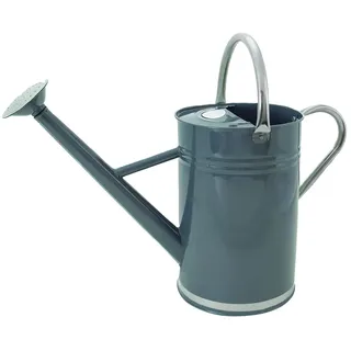 Kent & Stowe 9 Liter Vintage Gießkanne aus Verzinktem Stahl in Steingrau – Klassisch Englischer Stil mit 2 Griffen und Abnehmbarem Brausekopf