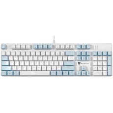 Qisan Mechanische Gaming-Tastatur, kabelgebundene Tastatur LedHintergrundbeleuchtung,Blau und Weiß 104Tasten Amerikanisches Layout Gaming-Tastatur mit Abnehmbarer,Braun Schalter