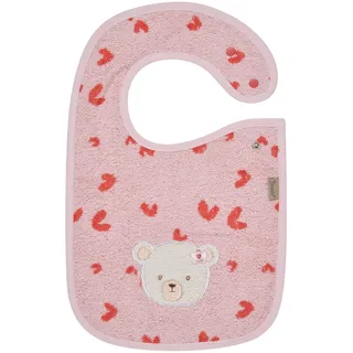 Sterntaler Lätzchen Druckknopf Bär Betty, Baby-Lätzchen mit praktischem Druckknopfverschluss, saugfähige Baumwolle, Herzchen-Applikation, weich und pflegeleicht, 38×26×0,5 cm, rosa