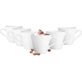 Glasmark KROSNO 1992 Tasse Keramik Set 6 Stück 230 ml Kaffeetasse Trinkbecher Teetassen Becher Spülmaschinenfest Weiß Maja