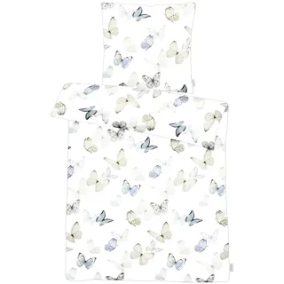 Bettwäsche APELT "Papillon", bunt (weiß), B/L: 155cm x 220cm, 1 Stk., 1 Stk., Satin, B/L: 80cm x 80cm, 2 tlg., Satin, Obermaterial: 100% Baumwolle, Bettwäsche, Bettwäsche, Bettwäsche-Set mit Reißverschluss, Baumwoll-Satin, Digitaldruck