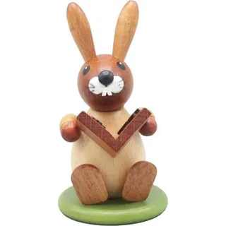 Osterhase auf Sockel natur mit Buch Höhe 9cm NEU Osterfigur Osterdeko Holz hase