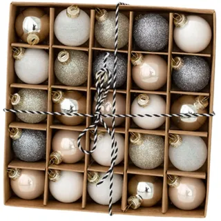 Harilla 24x Weihnachtskugeln aus Glas, dekorative Weihnachtskugeln, bruchsicher, 4 cm, Christbaumkugeln als Ornamente für Dekorationen, Grau