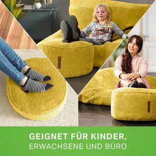 Green Bean Indoor Sitzhocker Pouf Fußhocker rund 45x25 Hocker Bodenkissen Fußkissen - Gelb