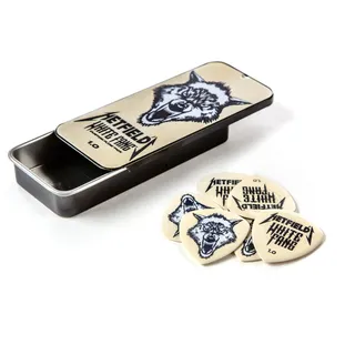 Jim Dunlop Plektrum Ultex Hetfield's White Fang 1mm Schachtel aus Metall mit 6 Stück, Weiß