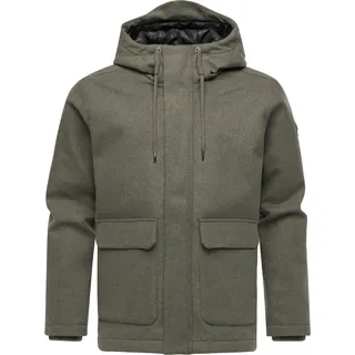 Ragwear Outdoorjacke "Outdoorjacke Mr Them Felt YOUMODO" mit Kapuze Warmer Herren Wollmantel mit großen Pattentaschen, schwarz olive