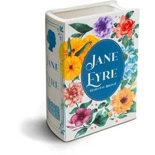 BOOKISH BEE Keramik-Buchvase für Blumen, Jane Eyre von Charlotte Bronte, niedliche Blumenvase, Bücherregal-Dekoration, ästhetisch, Buchliebhaber-Dekor, einzigartige Heimdekoration, buchische Geschenke