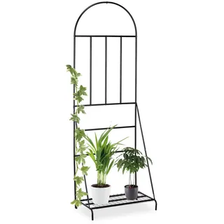 Relaxdays Blumenregal mit Rankgitter 200 x 70 x 40 cm Schwarz