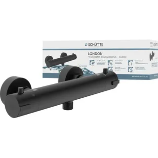 Schütte London Thermostat Duscharmatur mit Verbrühschutz Schwarz Matt