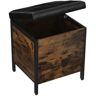 VASAGLE Truhenbank gepolstert Vintagebraun-Schwarz 38 x 76 x 38 cm