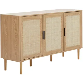 Mid.you Sideboard , Naturfarben , Holz, Holzwerkstoff , Kiefer, Rattan , massiv , 140 cm , Fsc , Holzmöbel, Kommoden Holz, Sideboards Holz