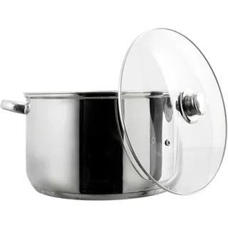 COOK CONCEPT, KC0005, Metal stockpot with Glass lid, Capacity 10L, Compatible with All Heat Sources, ideal for soups and stews, elegant Design, Silver Finish, 10L Silver