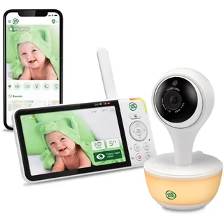 LeapFrog LF815HD Smart Video Baby Monitor with 5 Inch HD Colour Display, WiFi, Temperature/Humidity Sensor, Wide Angle Lens, Coloured Night Light, 8X Zoom, App Function, Wall Mounting, White
