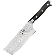 Zelite® Nakiri Damastmesser, Scharfes Küchenmesser 15,2 cm, Japanisches Messer für Zuhause & Gastro, Profi-Messer Scharf, Damast Kochmesser für Küche, Damaszener Messer