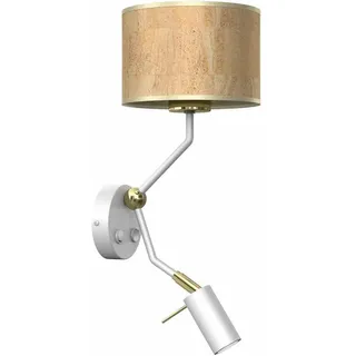 Eko-Light Milagro Wandleuchte CORK Weiß/Kork 1xE27 + Mini GU10 Nachttischlampe Wandlampe
