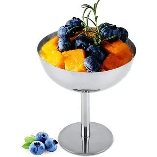 Eisbecher, Edelstahl-Eisbecher Wiederverwendbare Dessertbecher Dessertschale Edelstahl Cocktail Gläse Schale Eisschale Runde Form Dessert Schale Dessertgläser Mit Fuß Dessertschalen Für Eis(Tall Size)