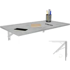 Bild von Wandklapptisch Schreibtisch Tischplatte 80x40 cm in Betonoptik Klapptisch Esstisch Küchentisch für die Wand Bartisch Stehtisch Wandtisch Tisch klappbar zur Wandmontage