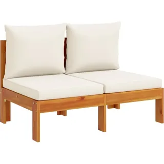 vidaXL Gartensofa ohne Armlehnen mit Kissen 2-Sitzer Massivholz Akazie - Braun