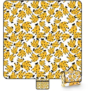 XXL Picknickdecke 200x200 cm,Stranddecke wasserdicht sandfrei, faltbare Strandmatte aus waschbarem Dreischichtige Struktur Tragbar für Camping, Strand, Rasen, Park und Outdoor Aktivitäten–Bananas