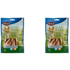 TRIXIE Hundeleckerli Premio Hunde-Chicken Sticks 80g - Premium Leckerlis für Hunde glutenfrei - ohne Getreide & Zucker, schmackhafte Belohnung für Training & Zuhause - 31747 (Packung mit 2)