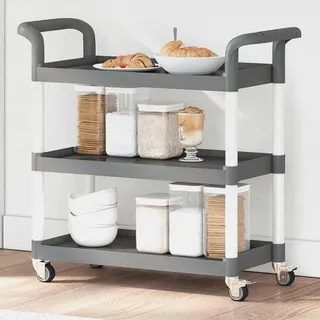 Rollwagen mit 3 Etagen Grau 77x34x72 cm Aluminium,Möbel,Kücheninseln & Küchenwagen,Küchenwagen,Grau,5.23 KG,30323 - Grau