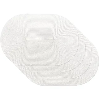 Venilia Tischset Creme Oval, Platzset, Tischwäsche, Platzdeckchen für Esszimmer, weiß, gewebt, 4er Set, lebensmittelecht, 30 x 45 cm, 4 Stück, 59126