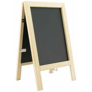 Securit SBSBMNI Mini Tisch Kundenstopper, 2 in 1 Foto- und Kreidetafel aus Naturholz, ca. 25 x 15,2 x 2 cm groß, schwarz