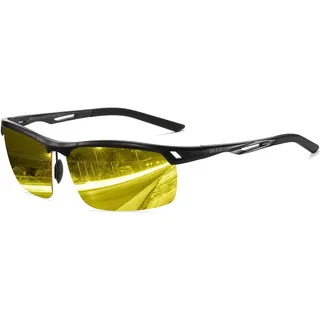 DUCO Nachtsichtbrille Anti-Glanz Fahren Brillen Kontrast-Brille Nachtfahrbrille polarisierte 8550 (Schwarz Rahmen Gelb Linse)