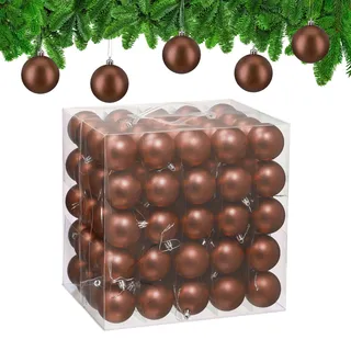 Relaxdays Weihnachtskugeln 100er Set, Weihnachtsdeko, Mattes Design, Christbaumkugel, Tannenbaumschmuck in ∅ 6 cm, braun
