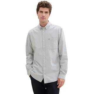 TOM TAILOR Herren Regular Fit Hemd mit Logo-Stickerei an der Brusttasche, 35961 - White Navy Stripe, XL